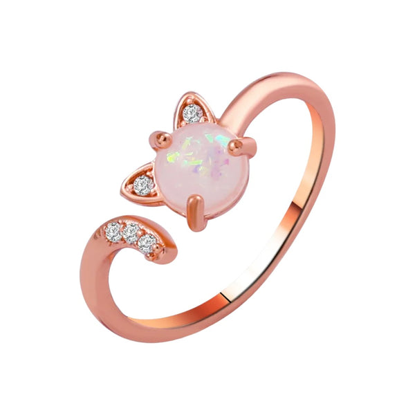 Luxury Crystal Cat Open Ring