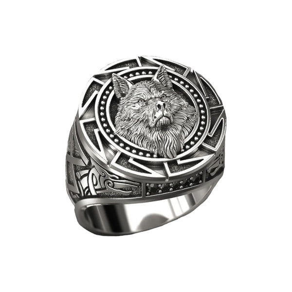 Vintage Viking Wolf Stainless Steel Silver Ring