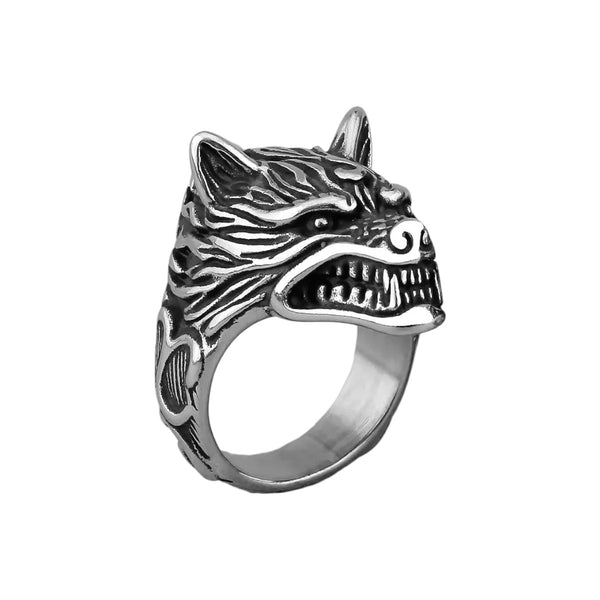 Vintage Ancient Wolf Head Stainless Steel Rings