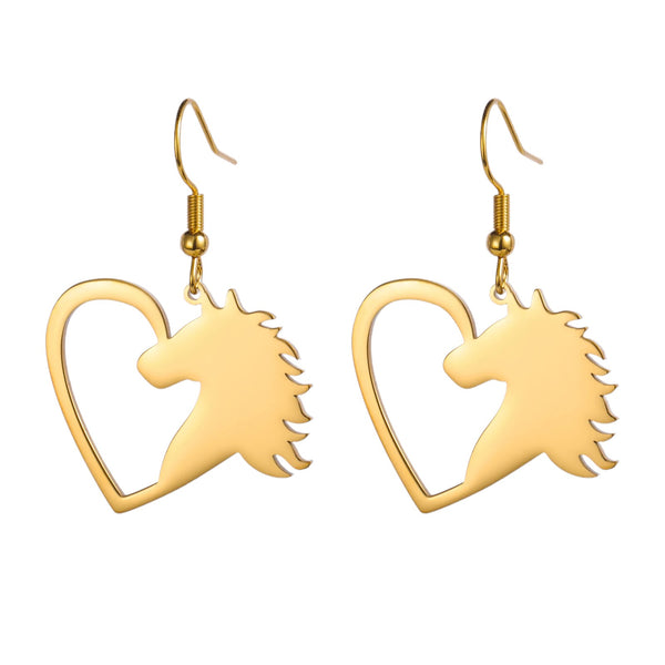 Stainless Steel Horse Heart Earrings