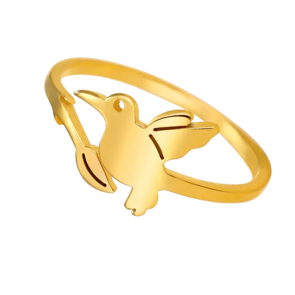 Simple Minimalist Hummingbird Bird Open Ring