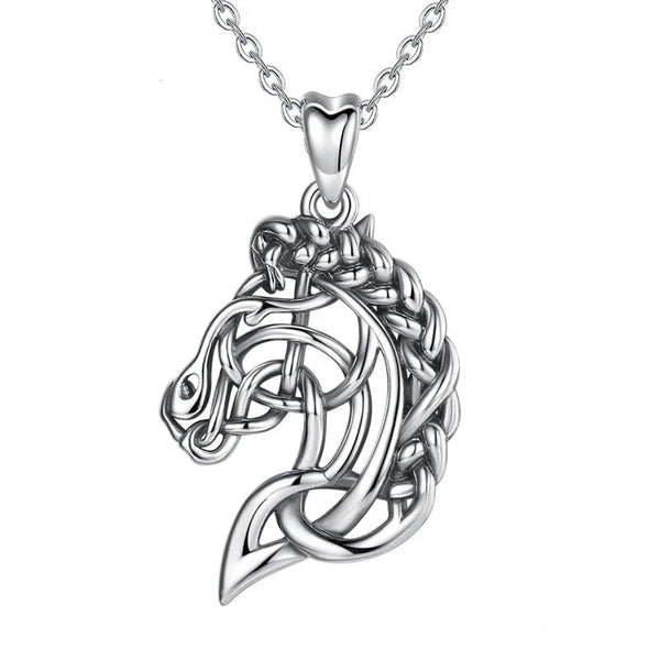 Sensational Luxury Pure S925 Silver Braided Horse Head Necklace