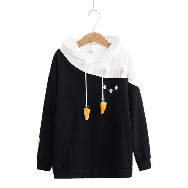 Adorable Japanese Style Bunny and Carrots Hoodie