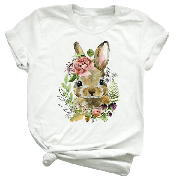 Adorable Water Color Flower Bunny