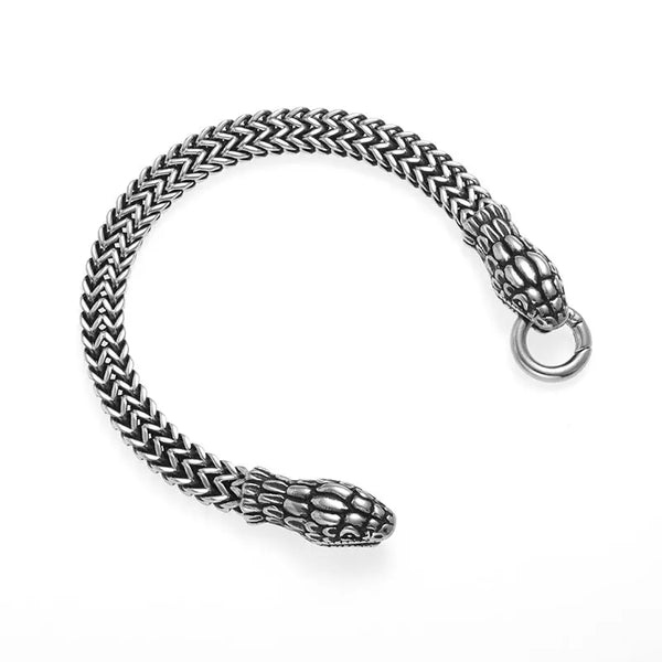 Double Headed Chunky Stainless Steel Snake Bracelet