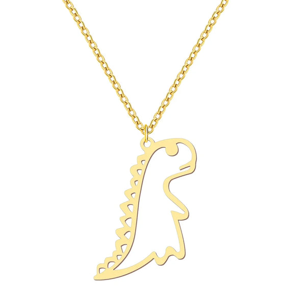 Stainless Steel Cartoon Hollow Dinosaur Necklace