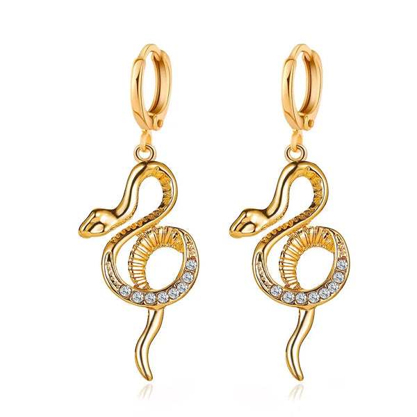 Luxury Snake Zircon Crystal Twisted Drop Earrings