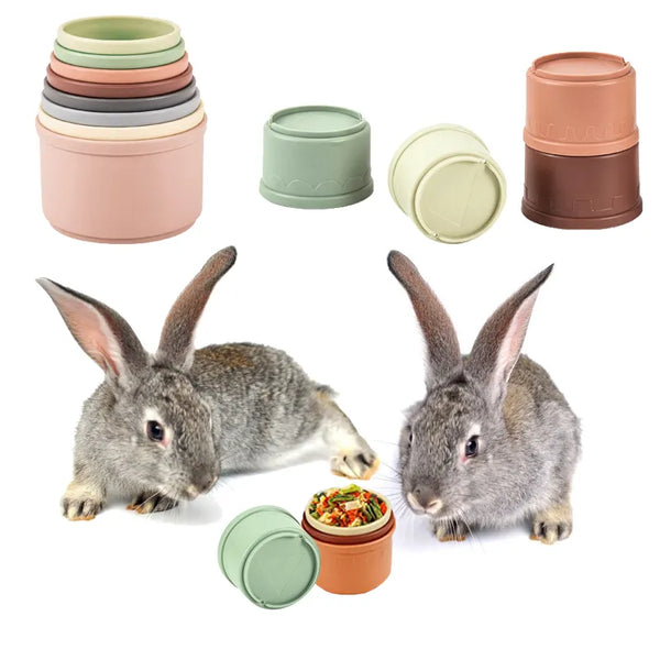 8Pcs Feeding Colorful Stacking Cups for Bunnies