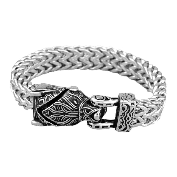 Stainless Steel Viking Wolf Head Bracelet