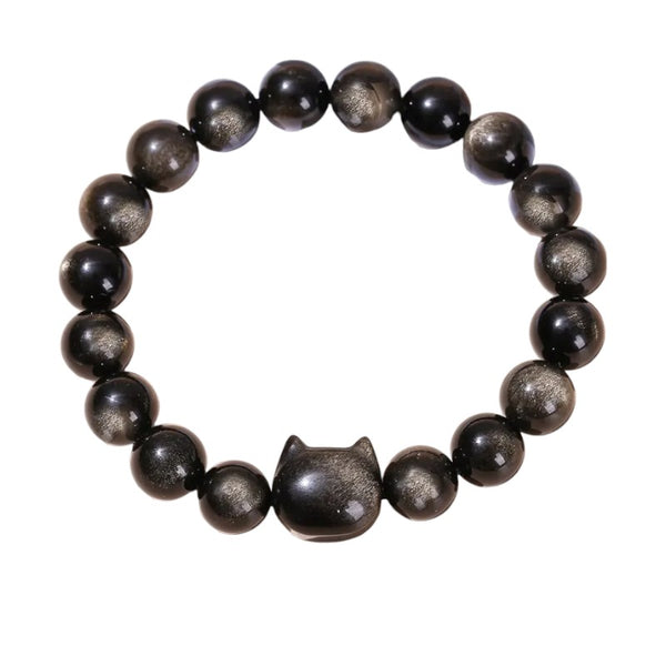 Sensational Obsidian Natural Beads Cat Bracelet