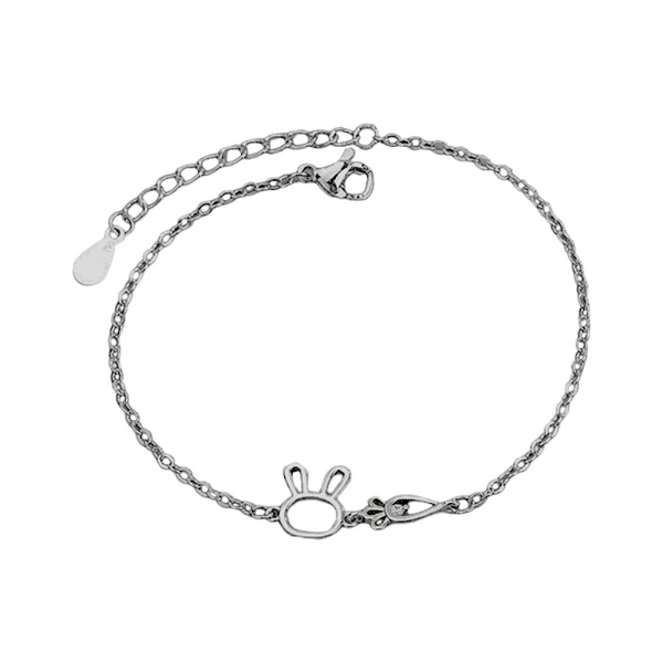 Pure S925 Silver Minimalist Delicate Bunny and Carrot Bracelet