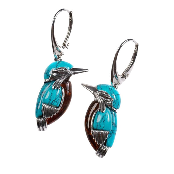 Amazing Vintage Style Kingfisher Bird Earrings