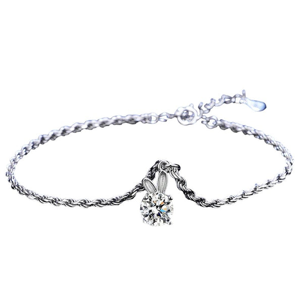 Luxurious 1CT Moissanite Bunny Ears S925 Silver Bracelet