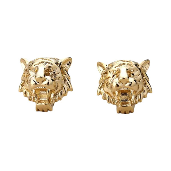 Sensational Golden Tiger Head Earrings