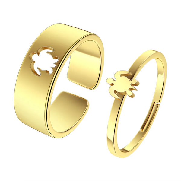 Adorable Turtle Couples Ring Set