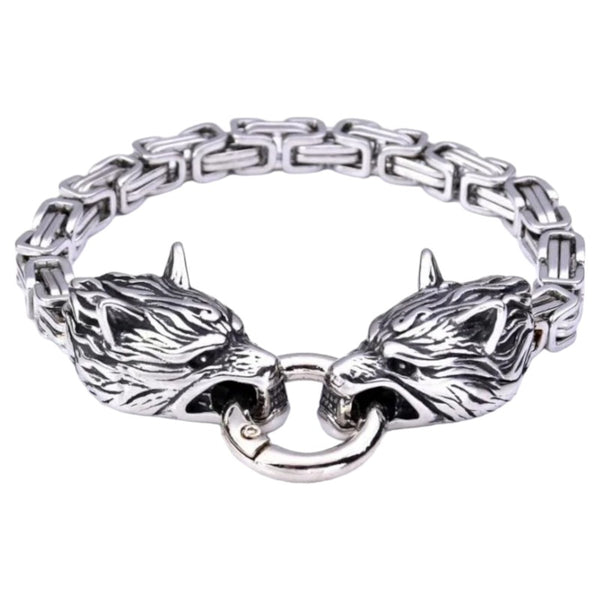 Titanium Stainless Steel Double Wolf Bracelet