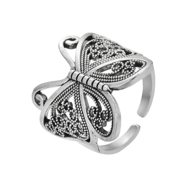 Gorgeous Silver Abstract Butterfly Open Ring