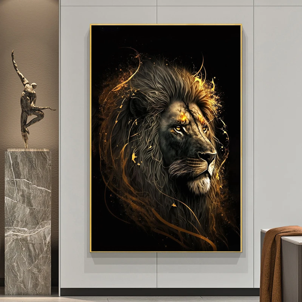 Modern Abstract Golden Lion Canvas