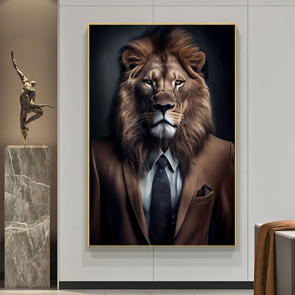 Elegant Lion in a Suit Canvas