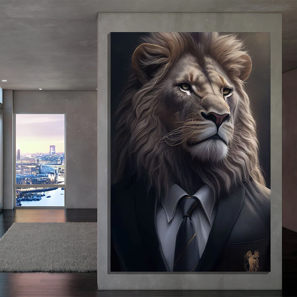 Lion in a Black Elegant Suit Canvas